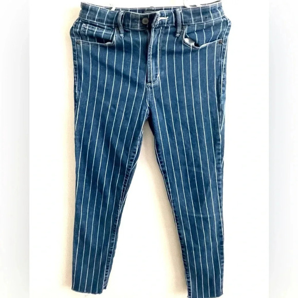 Vintage Abercrombie &Fitch Womens 28 Blue Simone Striped Skinny - Picture 1 of 5